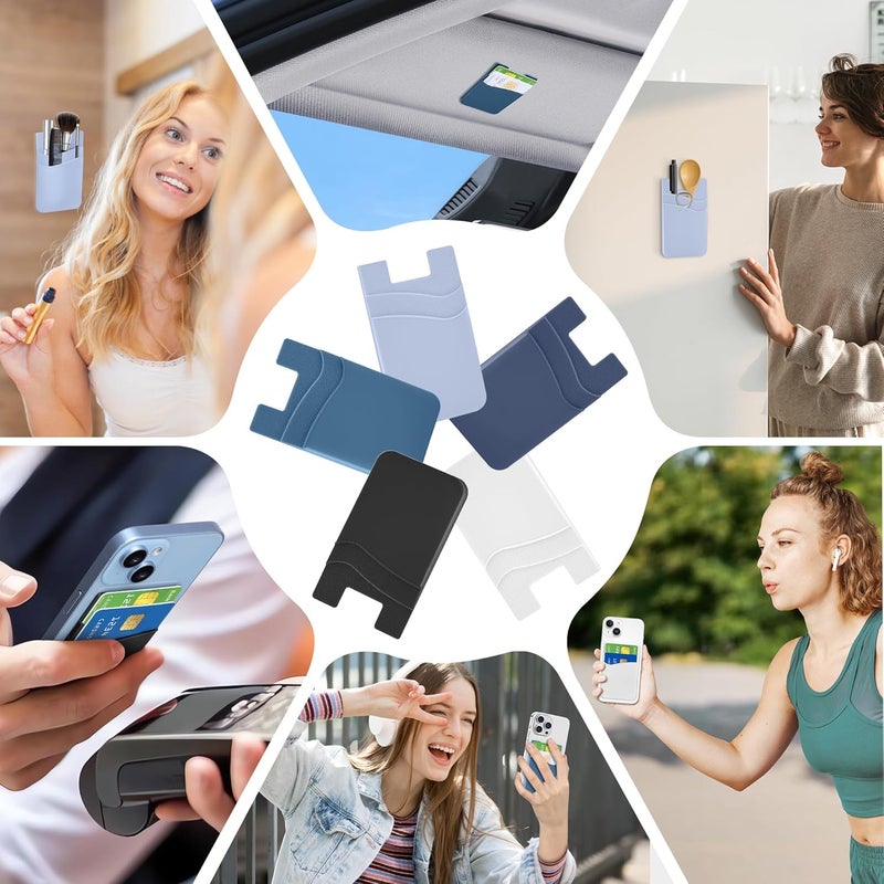 Senose Phone Wallet, Phone Card Holder Stick On Silicone Credit Card Holder for Back of Cellphone, Business Card & Id Compatible for iPhone Android Any Smartphone - Image 2